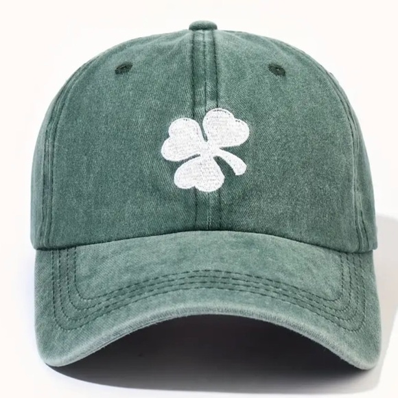 NWT Lucky Clover Embroidery Distressed St. Patrick's Day Unisex Baseball Cap Hat - Picture 2 of 7